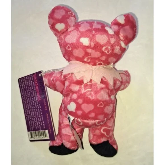 Foolish Heart Bear Grateful Dead Plush Doll Beanie Pink Hearts Music Gift Tour - Picture 3 of 4